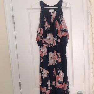 Royal blue floral maxi dress in like new condition